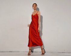 Red Silk Maxi Dress for Women, Floor Long Silk Slip Dress Red, Red Wedding Silk Dress, Red Silk Bridesmaid Dress Maxi, Silk Maxi Cowl Dress ⭐Size: Please write your chest, waist, hips, height, and we will make a dress to your individual measurements! After you place your order, we may ask you for additional measurements. We do this to ensure that the dress fits you perfectly👌😊 ⭐Our fabric: We have used a premium quality silk satin and 100% silk: it's light and soft, pleasant to wear and easy t Red V-neck Evening Dress For Summer, Red Satin Summer Dress, Red Satin Cocktail Dress, Red Maxi Length Slip Dress For Party, Summer Evening Dress For Red Carpet, Red Bridesmaid Evening Dress, Red Sleeveless Slip Dress For Cocktail, Red Satin Maxi Dress For Summer, Elegant Red Sleeveless Slip Dress