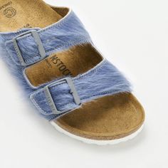 Concepts Arizona Fur(animals) Birkenstock Fur Sandals, Purple Birkenstocks, Birkenstock Arizona Shearling, Birkenstock Arizona Eva Blue, Birkenstock Taupe Arizona, Extra Long Hair, Art Deco Movement, Brown Suede, Shoe Box