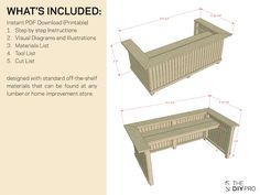 the plans for an outdoor bench with storage