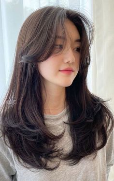 Korean Long Hair, Hair Style Korea, Hairstyle Tutorials, Layered Hairstyles, Trening Fitness