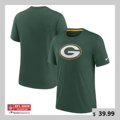 Show some love for your favorite NFL franchise with the old-school flavor of this Rewind Playback Logo tri-blend T-shirt from Nike. It features a bold Green Bay Packers graphic printed on the chest and a classic crew neck for easy pairing with your choice of hat or accessory. Add this distinct tee to your Green Bay Packers gear rotation and see how quickly it becomes a new go-to. Packers Gear, Nike Green, Mens Green, Green Bay Packers, Green Bay, Tshirt Logo, Quarter Zip, Nike Men, Old School