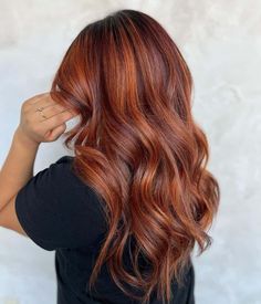 Fashion Bax Copper Hair With Red Lowlights, Copper Hair Looks, Copper Hair With Dark Roots And Money Piece, Copper With Dimension, Copper Hair For Summer, Cinnamon Copper Balayage, Copper With Lowlights, Ginger Hair With Dimension, Auburn Copper Balayage