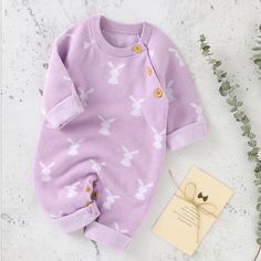 Baby Rabbit Print Knit Bodysuit - Momorii⁤ Spring Cartoon Print Long Sleeve Bodysuit, Spring Long-sleeve Bodysuit With Cartoon Print, Spring Long Sleeve Bodysuit With Cartoon Print, Cute Fitted Winter Bodysuit, Spring Cartoon Print Bodysuit, Baby Rabbit, Jumpsuit Outfits, Rompers For Kids, Rabbit Print