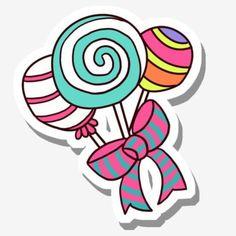 colorful lollipops sticker on a white background