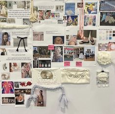 a white refrigerator covered in pictures and magnets