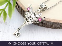 "⚠️ NOTE:  Please note the estimated shipping dates for this piece- I have some holidays in Jan/Feb, and processing times will be adjusted as we go to accommodate for my time away from the studio.  ❤️❤️ 🗝️ Introducing the ethereal beauty of this handcrafted treasure from my magical new crystal skeleton key necklace collection! 🔮 Get 30% OFF NOW! ⭐ Paste into your browser: www.spiritcharmer.com - This link will take you to my Spirit Charmers VIP Group where you'll be spoiled with exclusives, including an INSTANT 30% off coupon for this shop! 🗝️ With its intricate design and shimmering crystals, this enchanting key from my \"Secrets of the Fae Collection\" is a symbolic gateway to the hidden realm, beckoning you to embrace the magic that dwells within. 🗝️ Whether you seek to tap into you Silver Fairy Kei Jewelry Gift, Silver Fairy Kei Jewelry For Gifts, Fairy Kei Silver Jewelry Gift, Handmade Fairy Kei Silver Jewelry, Handmade Silver Fairy Kei Jewelry, Crystal Skeleton, Key Necklaces, Wiccan Necklace, Skeleton Key Necklace