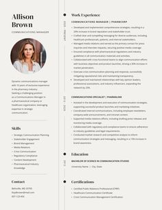 Company Communications Manager Resume Template Visme Free Resume Templates, Communications Plan