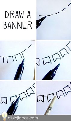 step by step instructions on how to draw a banner with sharpie markers and ink