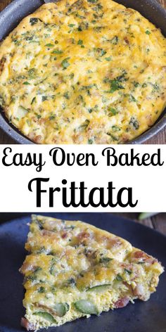 an easy omelet baked in a cast iron skillet and topped with frittata