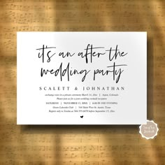 an elegant wedding party card with the words, it's an offer for the wedding party