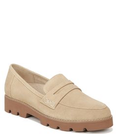 Vionic Cheryl II Suede Lug Sole Penny Loafers | Dillard's Comfortable Walking Sandals, Heel Pain, Vionic Shoes, Travel Shoes, Casual Slippers, Penny Loafer, Rubber Heels, Lug Sole, Penny Loafers