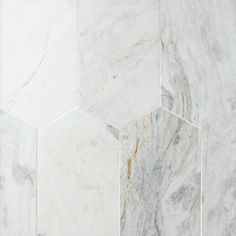 white marble hexagonal tiles with gold veining