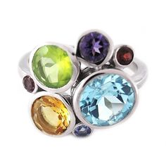 AAA quality Multi gemstone Ring 925 Sterling Silver Ring size 7 face size 5/8 x 5/8 inch Stone Width x length : 4X4mm,2.5X2.5mm,2.5X2.5mm,2.5X2.5mm,8x8mm,6x6mm,6x6mm RHODIUM finish Main Stones AFRICAN AMETHYST,GARNET,RHODOLITE other stones TANZNAITE,SKY BLUE TOPAZ,PERIDOT,Citrine Modern Multicolored Multi-stone Gemstones, White Gold Round Multi-stone Gemstones, Elegant Multicolor Rings With Bezel Setting, Multicolor Gemstone Cluster Ring, Modern Round Crystal Gemstone Ring, Fusion Style Oval Multi-stone Gemstones, Sterling Silver Topaz Gemstone Ring, Fusion Style Multi-stone Round Rings, Multi-stone Ring Gemstones For Gift