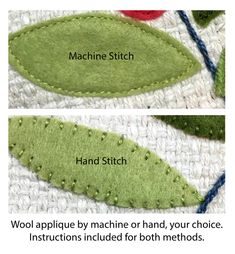 two pictures showing how to use machine stitch