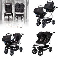 three different views of the same stroller