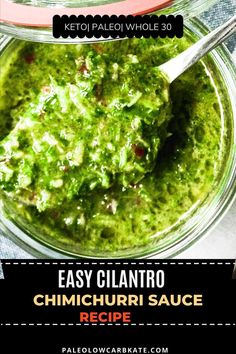 an easy cilantro sauce recipe in a glass bowl