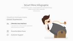 a man is sitting on top of a chair with a hammer in his hand and the words smart - mine info graphic above it