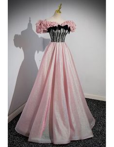 10% off now! off shoulder ruffle corset cute pink with black lace prom dress online. Sheprom offers formal, party, casual & more style dresses to fit your special occasions. Pink And Black Quinceanera Dresses, Human Hijinks, Pink And Black Prom Dress, Draculaura Core, Pink And Black Party, Ruffle Corset, Gothic Gowns, Black Quinceanera Dresses, Black Corset Dress