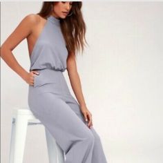 Wide Leg Pants, Open Back, High Neck. Never Worn, The Tags Are Still On It. Sold Out On Their Website. Fitted Halter Neck Jumpsuit For Loungewear, Classy Jumpsuits For Weddings, Red Halter Jumpsuit, Lulus Jumpsuit, Classy Jumpsuit, Lulu Pants, Wedding Jumpsuit, Halter Jumpsuit, Backless Jumpsuit