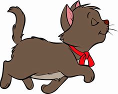 a black cat wearing a red tie running