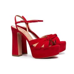 Aquazzurra Red Baba Plateau 125 Suede Platform Sandals Size 39. Brand New With Original Box And Dust Bag Red Platform Heels, Red Platform, Aquazzura Shoes, Ysl Heels, Open Toed Heels, Tory Burch Miller Sandal, Suede Sandals, Designer Sandals, Red Suede