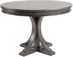 a round dining table with two legs and a wooden top on an isolated white background