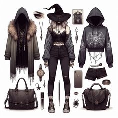 Different Types Of Goth Styles, Witch Outfit Drawing Reference, Boho Witch Aesthetic, Goth Witch Aesthetic, Witchcore Fashion, Hogwarts Outfits, Pastel Goth Fashion, Witchy Fashion