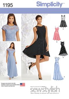 the sewing pattern for this misses dress is available in sizes ranging from small to large