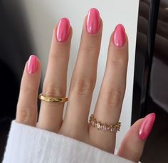 Pink Nail Summer, Solid Colour Nails, Classy Almond Nails, Hello Nails, Really Cute Nails