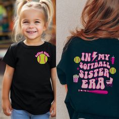 Softball sister shirt, In my softball sister era tee, gift for little sister, softball season shirt, in my era shirt, front and back design Toddler and youth sizes I'm a star seller with a passion for design. If you have any questions about this listing please feel free to send me a message. I can customize most items so feel free to ask. SIZING: -Please refer to size chart in listing photos for details. -How to measure: Take your favorite shirt, lay it on a flat surface and measure the width (a Gift For Little Sister, In My Era, Softball Season, Little Sister Gifts, Softball Shirt, Girls Softball, Sister Shirt, Birthday Gifts For Sister, Sister Shirts