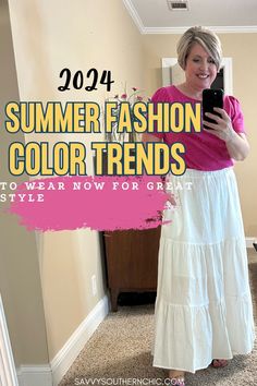 Elevate your summer wardrobe with one of 2024's hottest color trends. Check out these summer fashion color trends. Cute summer outfits with on trend colors. Summer Dinner Outfit, Summer 2024 Fashion, 2024 Outfits, Color Trends Fashion, Fashion For Women Over 40, Cool Undertones, Chic Blouses, Over 50 Womens Fashion