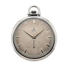 Rolex Precision Open-Face Pocket Watch Steel Ref. 3400 Circa 1950s - Twain Time Vintage Platinum Watches For Evening, Round Chronometer Watch For Evening, Evening Chronometer Round Watch, Evening Round Chronometer Watch, Evening Chronometer Watch, Timeless Formal Pocket Watch With Subdials, Luxury Pocket Watch With Polished Finish, Classic Formal Pocket Watch With Subdials, Formal Pocket Watch With Subdials