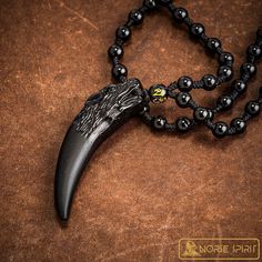 Natural Stone and Obsidian Viking Wolf Tooth Necklace - Norse Spirit Black Wolf Design Jewelry For Gift, Handmade Black Claw Jewelry, Werewolf Teeth, Wolf Tooth Necklace, Viking Jewellery, Viking Wolf, Wolf Tooth, Wolf Teeth, Norse Jewelry