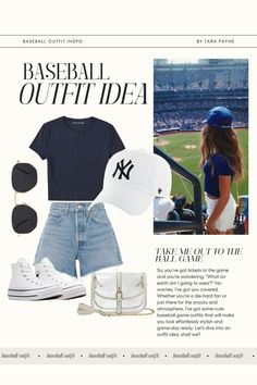 Baseball outfit, ny yankees hat, navy tee, denim short, converse high top sneakers Summer Sports Game Outfit, T Ball Outfit, Baseball Game Outfits Summer, Baseball Date Outfit, 4th Of July Baseball Game Outfit, Casual Baseball Game Outfit, Summer Baseball Game Outfit, What To Wear To A Baseball Game, Baseball Outfits