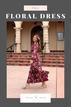 Fall head over heels for this fall floral maxi dress! Stylish and petite friendly, this autumn inspired maxi dress is perfect for casual lunch dates, fall work outfits or gorgeous Thanksgiving outfits! Fall Work Outfits, Floral Prints Fashion, Fall Floral Dress, Dress Stylish, Autumn Inspired