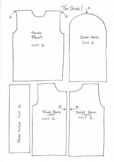 the front and back sides of a sewing pattern, with instructions for how to sew