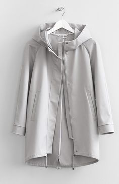 l Gray Double-lined Hooded Outerwear For Spring, Spring Gray Outerwear With Double-lined Hood, Cotton Parka With Detachable Hood, Gray Hooded Jacket With Detachable Hood For Spring, Gray Hooded Raincoat For Fall, Hooded Parka With Double-lined Hood For Work, Yellow Parka, Celana Jogger Wanita, Oversized Parka