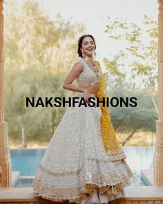 "FABRIC DETAILS LEHENGA LAHENGA FABRICS: HEAVY GEORGETTE  LEHENGAS WORK : HEAVY CHINE SEQUENCE WORK * CAN-CAN , CANVAS 3 METER FLAIR LEHENGAS INNER    : MICRO COTTON  SEMI STITCHED UP TO 44\" SIZE   CHOLI CHOLI  FABRICS : HEAVY GEORGETTE  CHOLI SIZE : UN STITCHED 1 MTR  CHOLI WORK : BOTH SIDE CHINE SEQUNCE WORK WITH EXTRA SLEEVES  DUPATTA DUPATTA FABRICS  : HEAVY SOFT NET DUPATTA WORK : FULL CHINE SEQUENCE WORK WITH LESS BORDER DUPATTA SIZE   : 2.10 -2.20 METER WEIGHT : 1.5 KG CARE INTRODUCTION:- HAND WASH/ ONLY DRY AND CLEAN What is meaning of semi stitched Product :- Semi stitch lehenga means that the pattern of the lehenga is ready and only the fitting of the lehenga as per your waist and height(waist to floor) has to be done. The blouse(Choli) of lehenga is UN-stitched patterned fabric Lace Work Sharara For Wedding And Navratri, Wedding Sharara With Lace Work For Navratri, Festive Lace Work Lehenga For Navratri, White Traditional Wear With Lace Work For Party, Traditional Fitted Lehenga With Lace Work, Traditional Lehenga With Lace Work For Reception, White Wedding Sets With Dori Work, Traditional White Lehenga With Lace Work, White Anarkali Choli With Lace Work