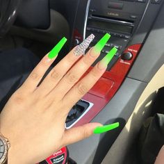 Emerald Green Acrylic Nails Long, Green Acrylic Nails, Sunflower Nails, Ombre Acrylic Nails, Green Nail, Her Nails, Long Acrylic Nails Coffin, Coffin Nails Long, Nail Swag