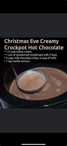 christmas eve creamy crockpot hot chocolate recipe in the instant pot with spoon