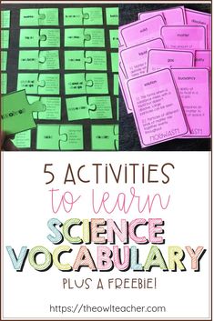 five activities to learn science vocably plus a freebie