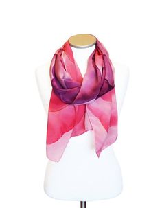 Hand painted burgundy silk scarf with flower, long red silk scarf for women. Give your outfit a scent of fresh flowers with this gorgeous burgundy scarf. I hand dyed it to create a unique abstract flower pattern that will match any outfit, starting from casual and finishing by fancy ones. The scarf is handmade of on high quality natural crepe silk, which will fit both summer and winter. It is an accessory for women who are feminine and never cease to look stunning or somebody who wants to surpri Abstract Flower Pattern, Small Neck Scarves, Red Silk Scarf, Burgundy Scarf, Gift For Architect, Floral Silk Scarf, Scarf For Women, Writing Gifts, Long Red