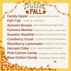 an autumn candy bar sign with the words hello fall on it