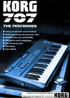 an advertisement for the korg 767 electronic keyboard