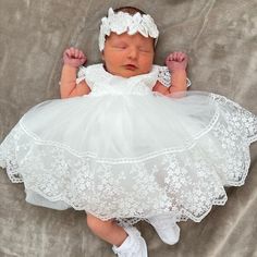 White Lace Princess Dress For Confirmation, White Princess Dress With Lace Trim For Baptism, White Lace Princess Dress For Baptism, Fitted Princess Dress For Confirmation, Fitted Lace Princess Dress For Baptism, Lace Baptism Dress With Lace Patchwork, Princess Dress With Lace Bodice For Baptism, White Tulle Lace Dress For Baptism, Christening Shoes