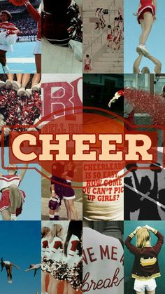 a collage of cheer pictures with the words cheer on them