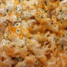 a close up view of some pasta and cheese