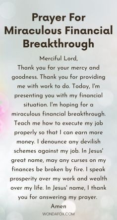 prayer for the financial breakthrouh with pink flowers and boket background