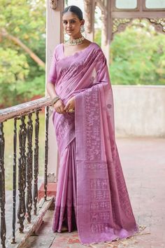 Lavender Handloom Art Silk Fabric Woven Border Saree Simple Elegant Saree, South Silk Sarees, Purple Saree, Raw Silk Saree, Border Saree, Simple Sarees, Half Sleeve Blouse, Woman Wine, Casual Saree