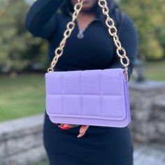 Lavender/Purples Shoulder Bag With Gold Chain Purple Shoulder Bag, Color Purple, Gold Chains, Gold Chain, Shoulder Bags, Lavender, Bag Lady, Shoulder Bag, Chain